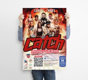 création affiche de catch romilly sur seine - Romilly catch club print